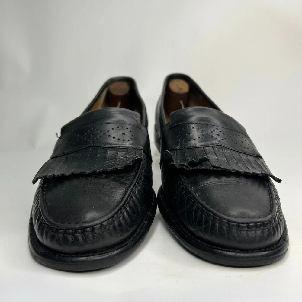Cole Haan City Mens Black Leather Kiltie Loafers Dress Shoes 8262 Size 9.5 M